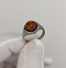 Vintage 925 Silber Bernstein Ring Handarbeit Größe verstellbar Schmuck Damen
