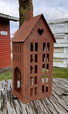 Deko Haus 31cm Windlicht Edelrost Garten Rost Eisen