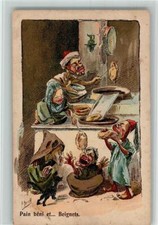 13203376 - Karikatur Litho - sign Herzig - Painbéni et... Beignets - Fladenbrot