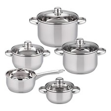 ELO 5-teiliges Edelstahl-Topf-Set „Galactica“ mit Glasdeckeln, Induktion & Ofen