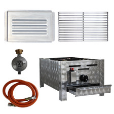 Gasgrill Edelstahl 1 flammig mit Rost 34 x 27 x 53 cm Gastrobräter Party Grill 