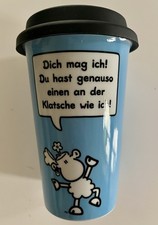 Sheepworld - Kaffee-ToGo Becher - „Klatsche“ ? Porzellan mit Deckel Neuwertig