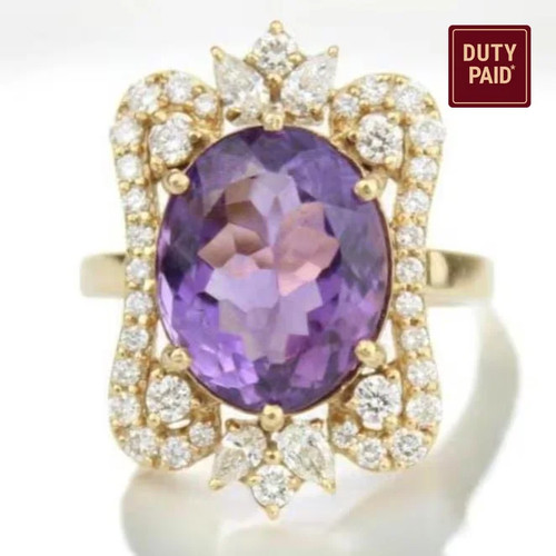 13ct natural amethyst halo - 6.13ct,