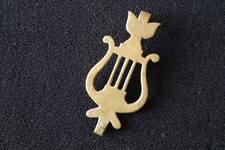 Historischer Trommelhaken Lyraform Messing, gebraucht.