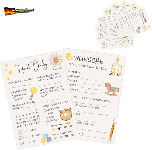 Babyparty spiele karten - babyparty, set