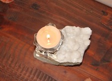 Kerzenständer 925 Silber Calcit Kristall Stufe Leuchter Kerzenhalter f. Teelicht