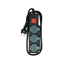 Feuchtraum Steckdosenleiste 3-fach IP44 mit Schalter Klappdeckel 3m Kabel