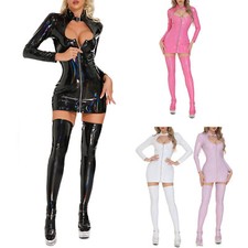 DE Damen Wetlook Lack Leder