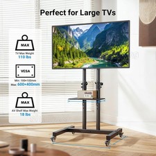 2026 TV Ständer Rollbar TV Standfuß Höhenverstellbar mit Rollen 32-70 Zoll VESA