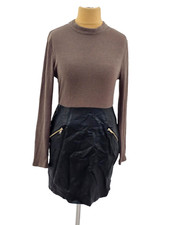 42 Kleid 2in1 MISSGUIDED Strickkleid Lederimitat Kunstleder sexy elegant