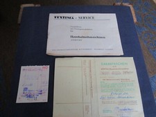 Konvolut Kassenzettel, Garantieschein u.Textima Serviceheft DDR Veritas