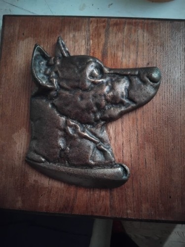 Bild hund bronze holz - bild, hund,