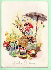 Alte AK Postkarte Roth-Schaberschul Mädchen Blumen Ostereier... Ostern DDR 60er