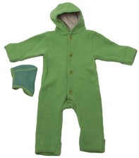Disana Kinder Baby Body Anzug aus Schurwolle & Mütze Overall Grün Größe 62/68