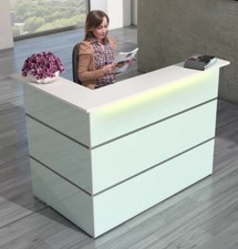 Empfangstheke Tresen Rezeption Theke Empfangstresen Satinglas Nr. 2 108x150x92