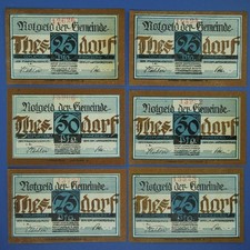 6x Thesdorf Amtsbezirk Pinneberg: 25, 50 + 75 Pfennig o.D. (1321.2 ohne Wz.)