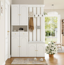 Flurgarderobe Schuhschrank mit Schuhbank schuhrank Sitzbank Garderoben set Weiß