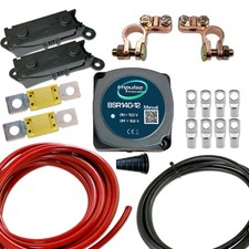 Trennrelais Zweitbatterie Set 140A 12V 3,5m Kabel ECu 25mm² Camper Van Auto Bus