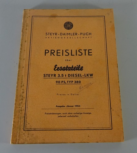 Preisliste über ersatzteile - preisliste,