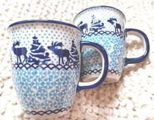 BUNZLAUER  gr. Tasse Becher Elchmotiv Blau Türkis  Neu 