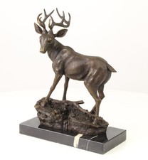 Bronzefigur Hirsch Deer Bronze Marmorsockel