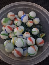 113 alte 35 Weiße Murmeln