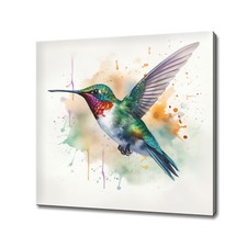 Bunter fliegender Kolibri Aquarell Malerei Stil Modern Leinwanddruck Kunst