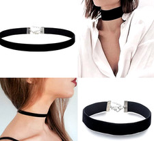 Choker Samtband Collier Samt Halsband Kette Halskette Kropfband schwarz