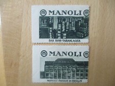 (5051) 2 x Reklamemarke - Manoli Fabrik Berlin