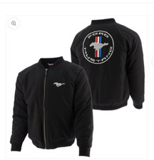 Ford Mustang Bomber Jacke Bestickt Mustang Tribar Logo Schwarz