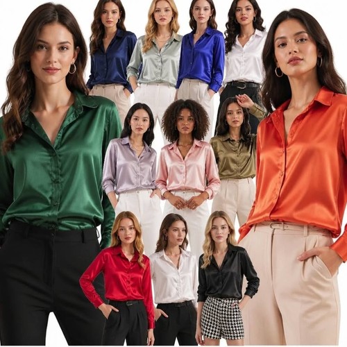 Damen basic bluse mit knöpfen - mit,
