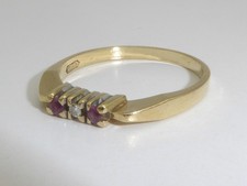 585 Gold Ring 14K Gelbgold  Rubin Diamant Verlobungsring RG 58 - 18,4 mm 9650