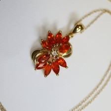 Feueropal, Diamant Kettenanhänger mit Kette beides 585 Gold = 3,2 g