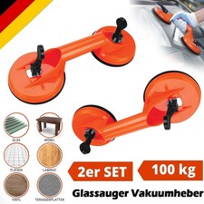 2X Saugheber Fliesen Glassauger Vakuumheber 100kg Glasheber Glas Saugnapf SET DE
