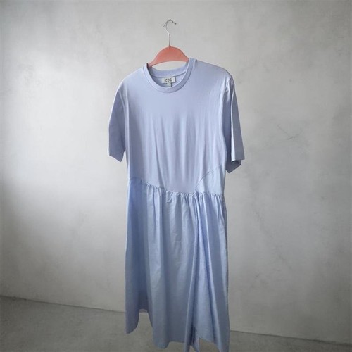 Women cos dress blue cotton - women,