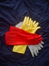 Premium Gummihandschuhe Gelb Rot Creme gebraucht 4 paare