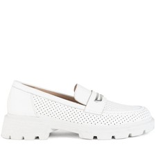 White elegant closed - closed, loafers