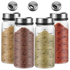 4 Stück Gewürzgläser mit Drehdeckel Gewürzstreuer groß Salzstreuer 200ml Gewü...