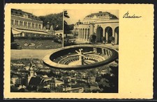 Ansichtskarte Baden, Roulette-Tisch, Cur-Kasino, Ortsansicht 