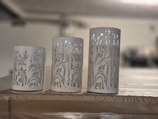 ELAMBIA 3 LED-Glaskerzen florales Ornament Flamme Luma, Timer Höhe 10, 12,5 & 15