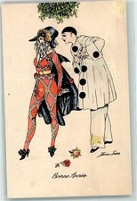 13962708 - Bonne Annee Maskenball Pierrot Kostuem Tuck Serie 1059 Sager, Xavier