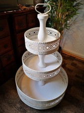 Etagere XXL Landhaus Metall 3 Ebenen D 57cm H 94 cm weiß