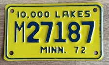 Nummernschild USA Kennzeichen MOTORRAD MINNESOTA M 27187  Vintage MINN. 1972