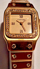 Cartier Santos Automatik 24 mm 18k Gold mit  3 Karat Brillianten Weiß/ Vsi