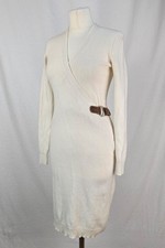 ORIGINAL LAUREN Damen Kleid Strickkleid Strick Ralph Lauren Weiß Polo Creme S 36