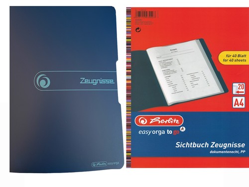 Zeugnismappe blau mit 20 - a4,