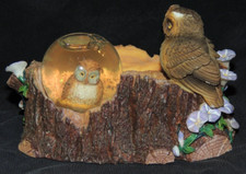 Polyresinfigur Eulen Schneekugel Ablageschale ca. 12cm Dekorfigur Sammler