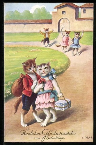 Künstler öhler katzen - künstler-ak, Öhler: