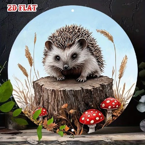 Blechschild rund igel auf - rund,