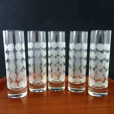 5 edle Sektflöten INGRID GLAS Dots Polka - 70er Vintage